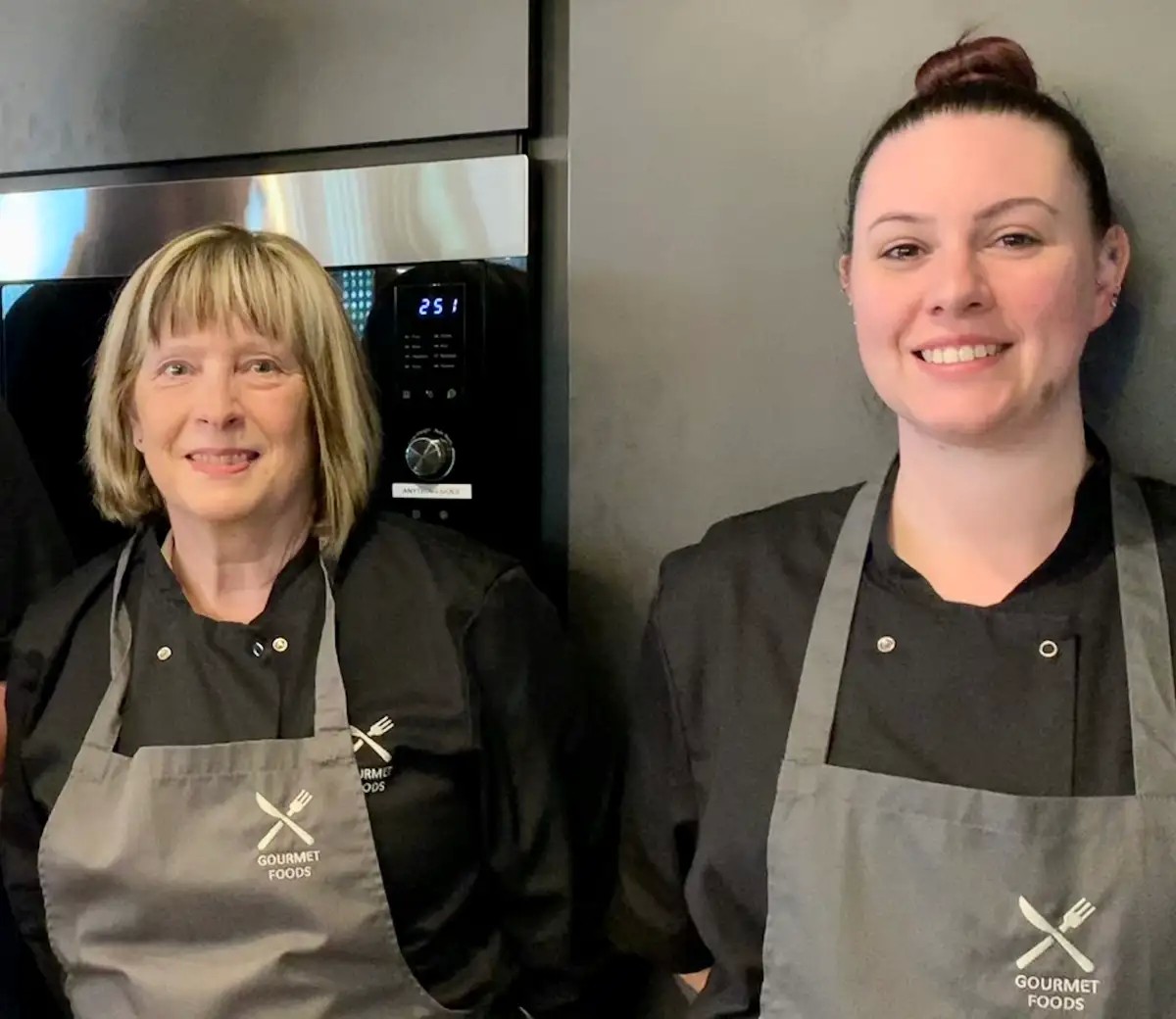 Fenella and Laura, the main staff of Gourmet Foods