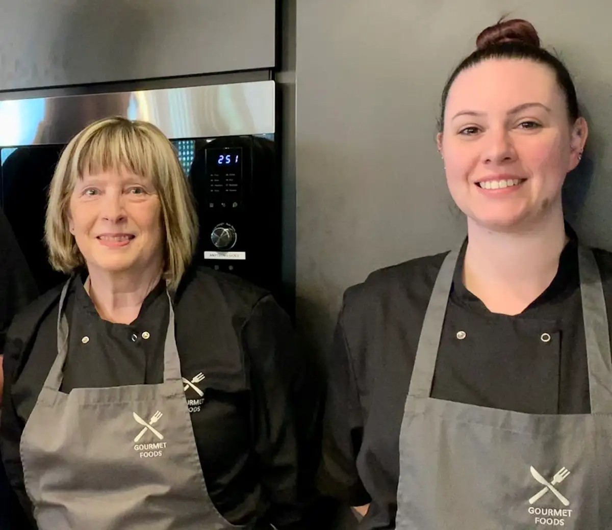 Fenella and Laura, the main staff of Gourmet Foods