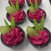 pink and green canapes