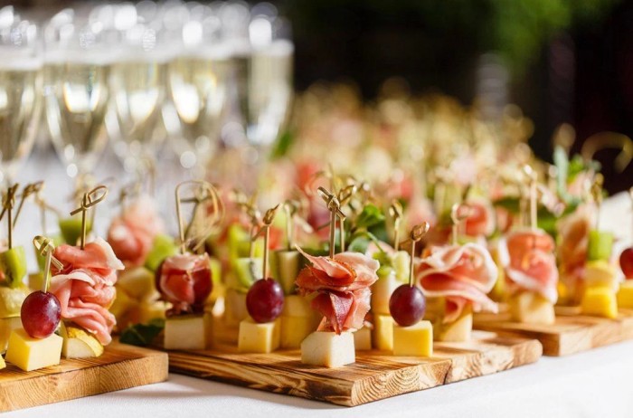 Grazing boards with canapes for wedding