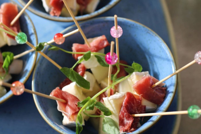 Parma ham and melon skewers